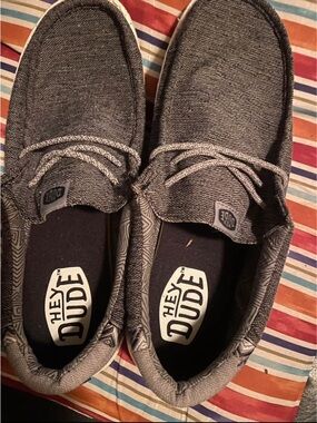 Hey Dude Men's Grey Canvas Slip-On Loafers